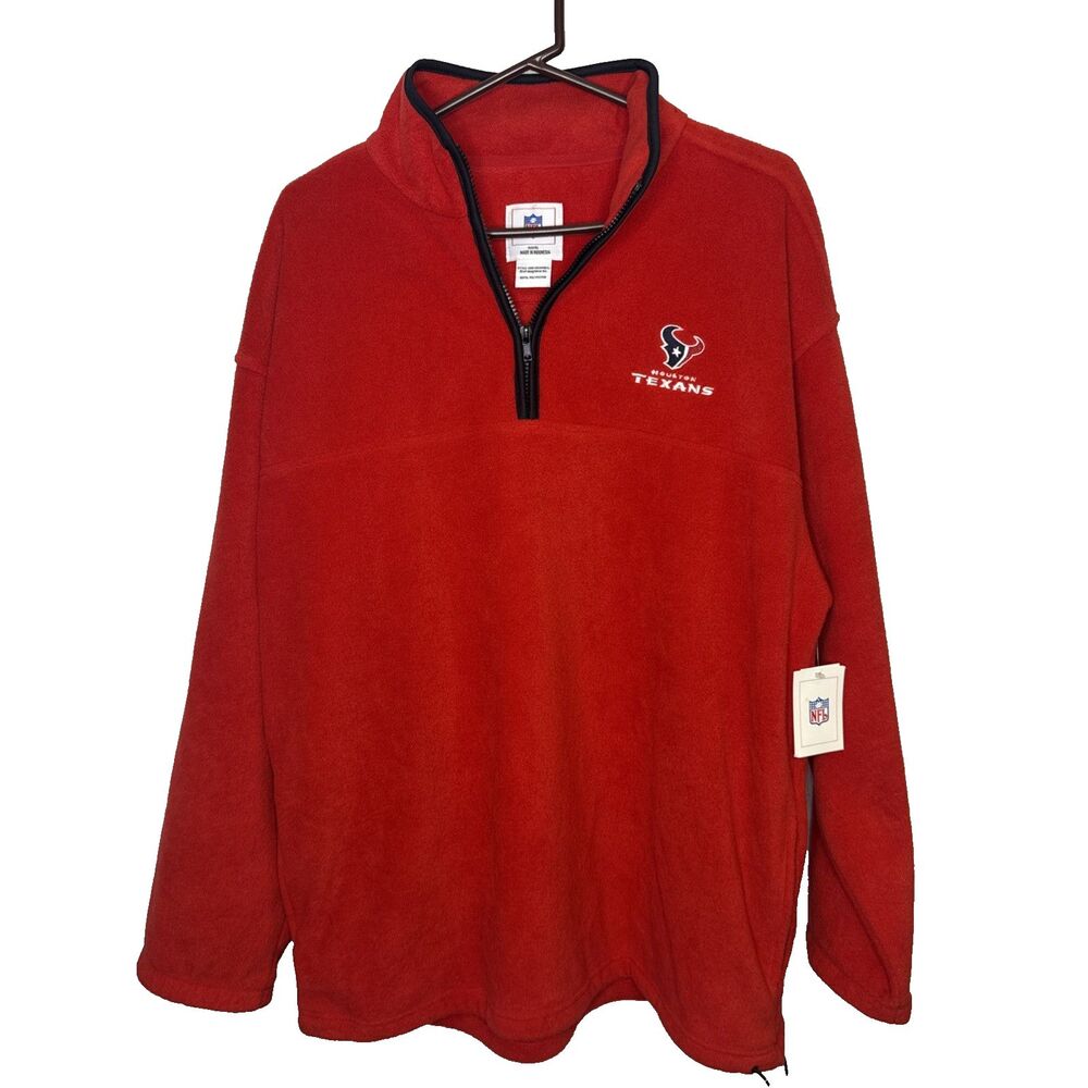 Houston Texans NFL Mens Size XL Red Fleece 1/4 Zip Pullover Sweatshirt Jacket NW